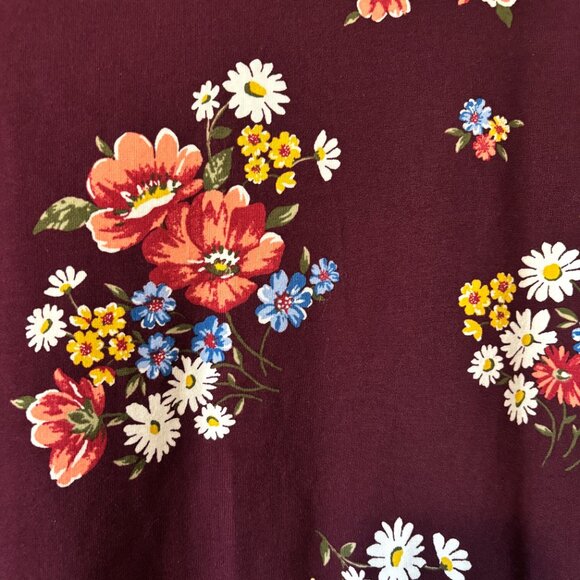 NWT Forever 21 Burgundy Floral Dress V-Neck - Picture 6 of 6